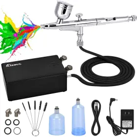 Dymetu-max-z1 Slskbut Airbrush Kit With Air Compressor 7-gear Adjustable 55 Psi Professionals High