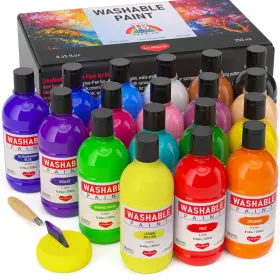 B0f9w81gpn Smallbudi 18 Colors Large Washable Paint Set For Kid 8.45oz 250 Ml Bulk
