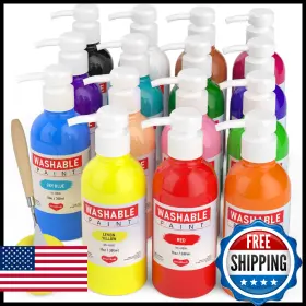 B0fr9jvs7l Smallbudi 15 Colors Large Washable Paint Set For Kid 10oz/300 Ml Bottle With Pu