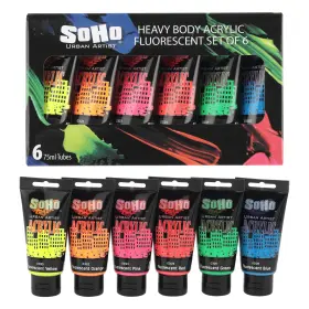 Soho Urban Artist 709758904706 Heavy Body Acrylic Paint - 1 Fl Oz Pack Of 6 Fluorescent