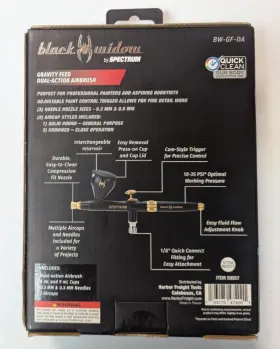 59557 Spectrum Black Widow Gravity Feed Dual-action Airbrush Bw-gf-da #59557 Brand New #2