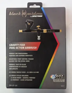 59557 Spectrum Black Widow Gravity Feed Dual-action Airbrush Bw-gf-da #59557 Brand New