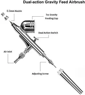 Spedertool 743815472746 Dual-action Airbrush And Compressor Kit Cleaning Set Regulator Dual-a #3