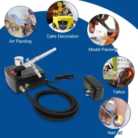 Spedertool 781573760316 Airbrush Kit Portable Dual-action Gun And Mini Air Compressor Set Fo #2
