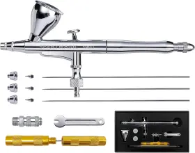 Spraymagic 744759923349 Airbrush Kit Dual-action Gun With 0.2/0.3/0.5mm Needle Nozz