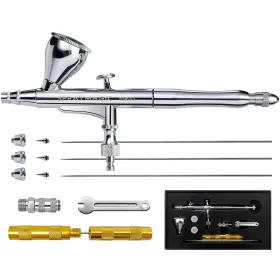 Puj140 Spraymagic Airbrush Kit Dual-action Gun With 0.2/0.3/0.5mm Needle Nozzel Sets