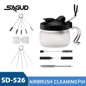Sd-526 Supreme-goodsoutlet Airbrush Cleaning Kit Clean Pot Jar With Holder And Brushes/needles Dou #2