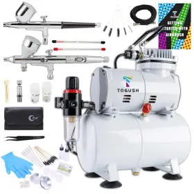 Md009 T Togush 134u 004 070 023 110 Airbrush Kit With Air Tank Compressor 2 Dual-action Gravity 0.2