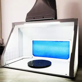 T Togush 726673255157 Professional Airbrush Spray Booth With 3 Led Light Turn Table Large Capacity