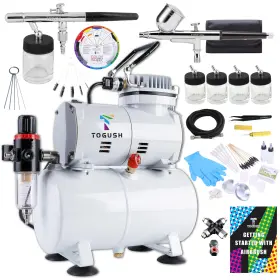 Op-bp023 T Togush Air Brush Kit With Compressor Airbrush Cleaning Tools Double Action