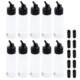 Add2008222137 T Tulead Plastic Jar Bottles 30ml Dual-action Adapters Airbrush Pack Of 10 Wit