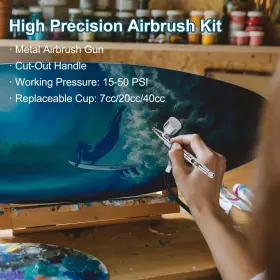 Tab06b Talerluv 755478750581 Airbrush Kit Dual-action Gravity Gun With 0.2/0.3/0.5mm Needles Set #3
