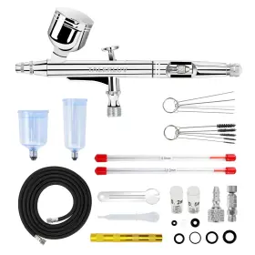Tab06b Talerluv 755478750581 Airbrush Kit Dual-action Gravity Gun With 0.2/0.3/0.5mm Needles Set