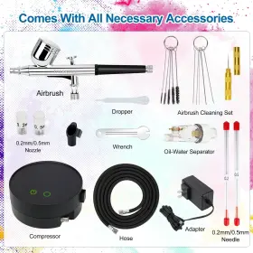 Talerluv 755478750642 Adjustable Airbrush Compressor Kit - 3 Psi Settings Up To 30 Dual Action #2