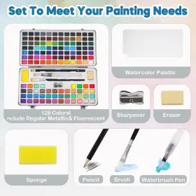 Conda-001 Tavolozza Fine Arts Watercolor Paint Set 128 Colors 20.32 Ounce Pack Of 1 #2