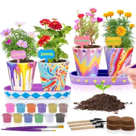 Tekoly01041751 Tekoly 4 Set Paint And Plant Flower Gardening Kit - Gifts For Girls Ages 8-12 Arts An