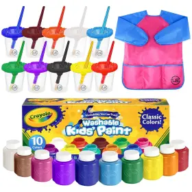 B09lf5m7c1 The Mega Deals Kids Painting Set Washable Paint Cups Toddler Paintbrushes Art Kit