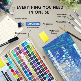 Tikspcae 735373630553 Watercolor Paint Set 100 Colors In Nature 1 Count Pack Of Color #3