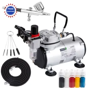 As18-2k Timbertech As182k Airbrush Kit With Compressor Basic Start Hose Cleaning Test
