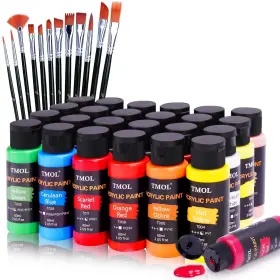 Tm-acrylicpaint-221229 Tmol Acrylic Paint Set 24 Colors 2 Oz/bottle 1 Fl Oz Pack Of