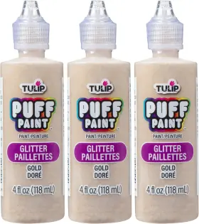 48829 Tulip Puff Paint Glitter Gold 4 Fl. Oz. 3 Pack Fl Oz Of Xmas