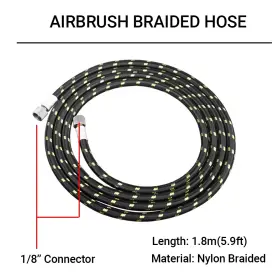 Turbo-roofinds 313056712781 Professional Nylon Braided Airbrush Hose With Standard 1/8 Inch 1.8m 5.9ft Size Fit #3