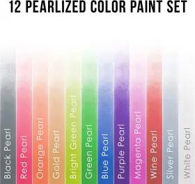 U.s. Art Supply 691202390398 12 Color Pearlized Acrylic Airbrush Leather And Shoe Paint Set & #3
