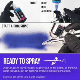 U.s. Art Supply 848849018943 12 Color Set Of Primary Opaque Colors Acrylic Airbrush Leath #3
