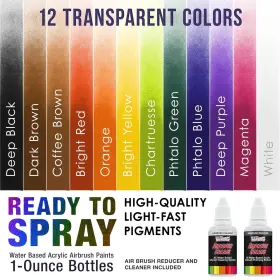 U.s. Art Supply 848849018981 12 Color Acrylic Transparent Colors Airbrush Leather And Shoe #2