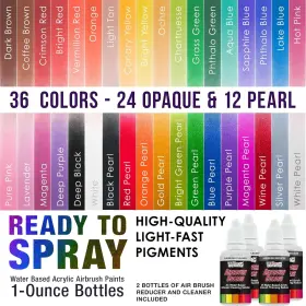 U.s. Art Supply 848849019766 36 Color Deluxe Acrylic Airbrush Leather And Shoe Paint Set Wi #2