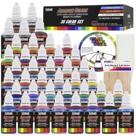 U.s. Art Supply 848849019766 36 Color Deluxe Acrylic Airbrush Leather And Shoe Paint Set Wi