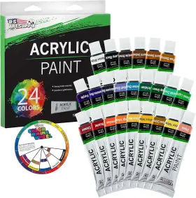 U.s. Art Supply 848849027228 Professional 24 Color Count Pack Of 1 Acrylic Paint Set