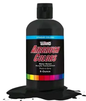 Ab8001-8z U.s. Art Supply Us 8 Oz Opaque Deep Black Airbrush Paint Water Based Acrylic Formula