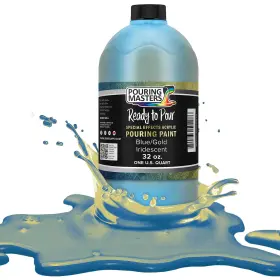 Ps4018-qt U.s. Art Supply Pouring Masters Blue/gold Iridescent Special 32 Fl Oz Pack Of 1