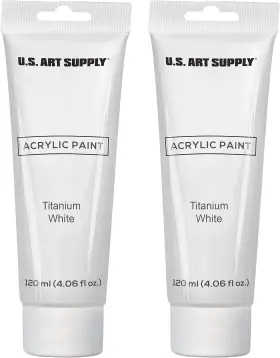 Pt-1202 U.s. Art Supply Artists Acrylic Color Paint 4.06 Fl Oz Pack Of 2 White