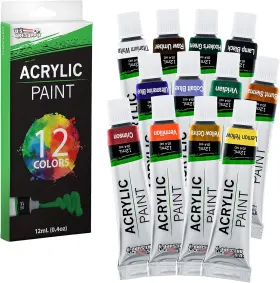 Pt-acr-12 U.s. Art Supply Professional 12 Color Count Pack Of 1 Acrylic Paint Set