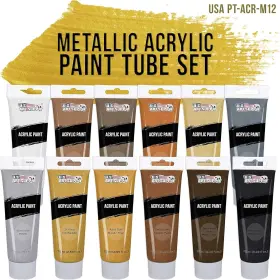 Pt-acr-m12 U.s. Art Supply 2.53 Fl Oz Pack Of 12 24 Karat Gold Silver Dollar Copper Penny #2