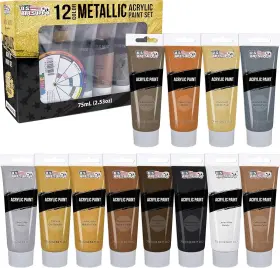 Pt-acr-m12 U.s. Art Supply 2.53 Fl Oz Pack Of 12 24 Karat Gold Silver Dollar Copper Penny