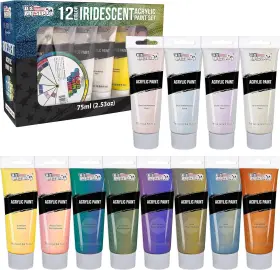Pt-acr-se12 U.s. Art Supply 2.53 Fl Oz Pack Of 12 Blue Green Pink Purple Red Silver