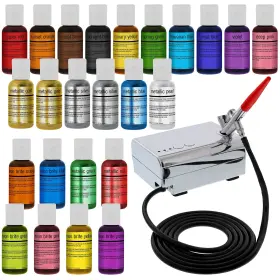 Cs-24 U.s. Cake Supply Complete Decorating Airbrush Kit With A Full Selection Of 24 Vivid Air