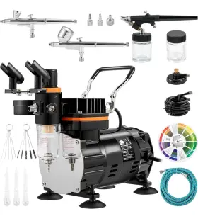 Uimoso 197988423492 Airbrush Kit Dual-action Compressor Art Makeup Model With 3 Airbrushes