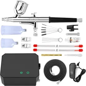 Unbranded 800482663744 Gocheer Airbrush Kit With Air Compressor 40 Psi High Pressure Brush 0.2/0.3