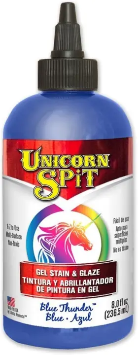 5771008 Unicorn Spit Flat Blue Gel Stain And Glaze 8 Oz