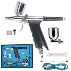 Uouteo 007470559749 Gravity Feed Airbrush Trigger Kit Spray Gun With 2 Pcs 0.3mm Needles Nozzles