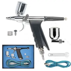 Uouteo 341009380597 Airbrush Trigger Gun With 0.3mm Needles Nozzles And Air Hose For Makeup Nail Ar