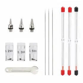 Uouteo 424518744461 0.2mm 0.3mm 0.5mm Airbrush Nozzle And Needles Replacement Parts Fo
