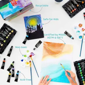 Upgrey 086753147797 Watercolor Paint Set 90 Colors 12ml Tube 0.4 Fl Oz Pack Of #3