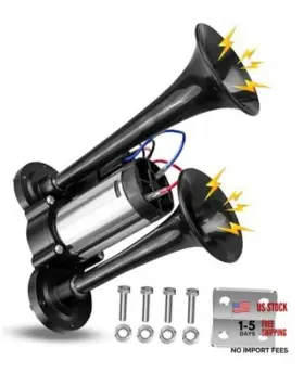 Usn Directparts Ahdtusn0422 600db Air Horn Dual Trumpets Super Loud Car Electric Kit With
