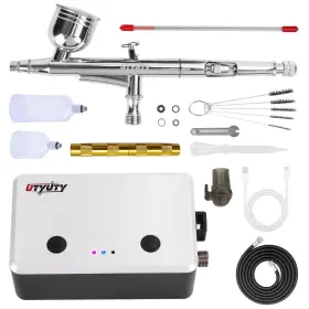 Metu-200max Utyuty Airbrush Kit With Air Compressor 32psi Portable Rechargeable Led Pressure Dis