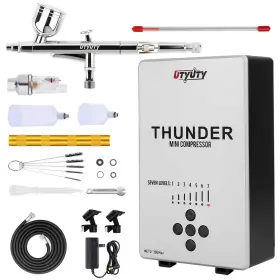 Metu-300max Utyuty Airbrush Kit With Air Compressor 27psi 7 Levels Dual Action 0.3mm 35db